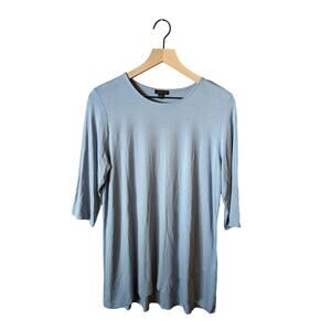J. Jill‎ Wearever Collection Tunic Top 3/4 Length Sleeves Asymmetric Blue Medium